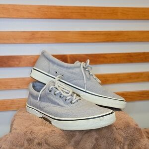 Sperry Gray Canvas Lace-Up Sneakers Men's Size 10